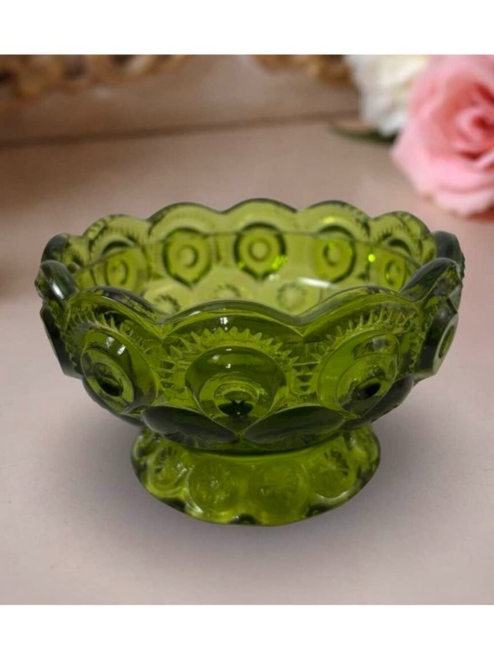 L E Smith Green Stars & Bars Glass Fairy Lamp Base Only - Picture 4 of 6